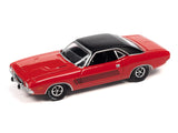 AUTO WORLD 1974 DODGE CHALLENGER RALLYE RED/BLACK ROOF 1:64 DIECAST AWSP117B