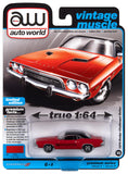 AUTO WORLD 1974 DODGE CHALLENGER RALLYE RED/BLACK ROOF 1:64 DIECAST AWSP117B
