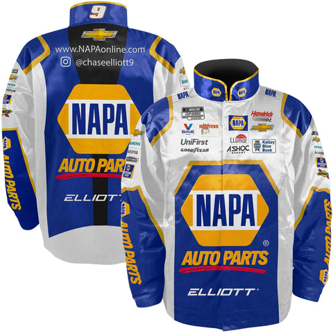 NASCAR JACKET 2022- Chase Elliott White/Royal NAPA Twill Uniform Full-Snap Jacket