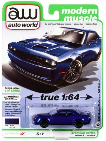 Auto world 1/64 Modern Muscle 2021 - 2019 Dodge Challenger SRT Hellcat Blue
