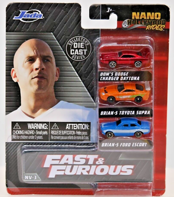 Jada Nano 31124 Fast & Furious 3 pack - Dom's Dodge Charger/Brian's Toyota Supra/Brian's Ford Escort