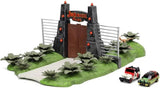 Jada Nano 34244 Jurassic Park 30th Anniversary Jurassic Gate Nano Scene Diorama w/ Two 1.65" Die-Cast Cars