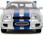 Jada 1:32 97184 Brian's 1999 Nissan Skyline GT-R (R34) -Silver/Blue