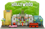 Jada Nano 34807  Hollywood Rides Walk of Fame Diorama w/Hollywood Sign and 2 Vehicles (Double-Decker Tour Bus & 1958 Cadillac Series 62 Convertible)