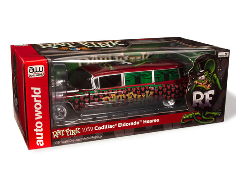 Auto World 1959 Cadillac Eldorado Hearse Rat Fink 1/18 Scale - AW303 - (BAY 2 B2)