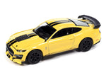 Auto World AWSP136A 1/64 2021 Ford Mustang Shelby GT500 Carbon Edition Track - Grabber Yellow With Twin Upper Black Stripes