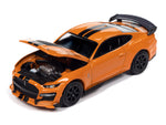 Autoworld AWSP136B 1/64 2021 Ford Mustang Shelby GT500 Carbon Edition Track-Twister Orange With Twin Upper Black Stripes B7/A3/A4