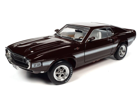 Autoworld AMM1290 1/18 1969 SHELBY GT500 MUSTANG 2+2 - Royal Maroon with White GT Stripe