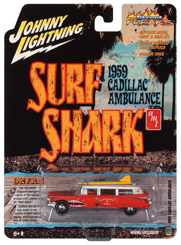 JOHNNY LIGHTNING STREET FREAKS 1959 CADILLAC AMBULANCE SURF SHARK 1:64 SCALE DIECAST JLSP256