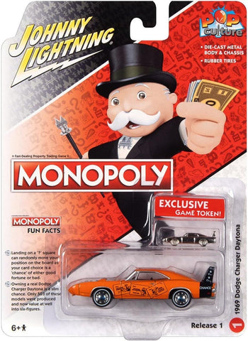 Johnny Lightning 1/64 Monopoly 1969 Dodge Charger "Chance" Orange JLPC006 (B7)