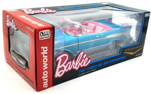 Auto World AWSS135 1/18 Scale Barbie 1957 Chevy Bel Air Convertible (EB10)