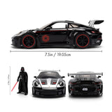 PORSCHE 911 GT3 RS & DARTH VADER FIGURE "STAR WARS" 1/24 BY JADA 36477