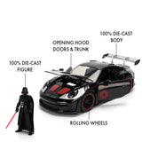 PORSCHE 911 GT3 RS & DARTH VADER FIGURE "STAR WARS" 1/24 BY JADA 36477