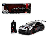 PORSCHE 911 GT3 RS & DARTH VADER FIGURE "STAR WARS" 1/24 BY JADA 36477