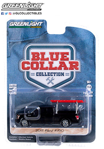 1/64 Greenlight 2017 Ford F-150 with Ladder Rack - Black - Blue Collar Series 9