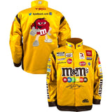 Nascar jackets Kyle Busch Joe Gibbs Racing Team Collection Yellow/Brown M&Ms Nylon Uniform Full-Snap Jacket