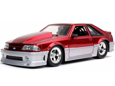 Jada  1:24 Bigtime Muscle 1989 Ford Mustang GT - Candy Red and Silver