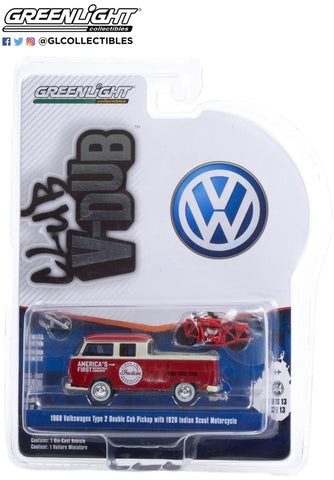 Greenlight 1/64 V Dub 13 Volkswagen Type 2 Double Cab w/ Indian Motor 36030A