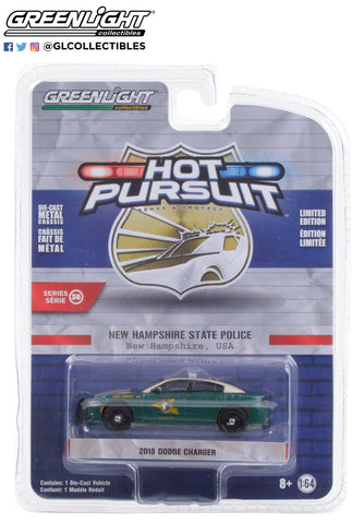 Greenlight 1:64 Hot Pursuit Series 36 -2018 Dodge Charger Tan and Green Metallic "New Hampshire State Police".