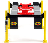 Greenlight 1/18 scale die-cast model of Adjustable Four Post Lift Black and Yellow "Pennzoil"