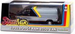 1/43 1980 DODGE RAM B250 VAN SILVER & BLACK DIECAST MODEL BY GREENLIGHT