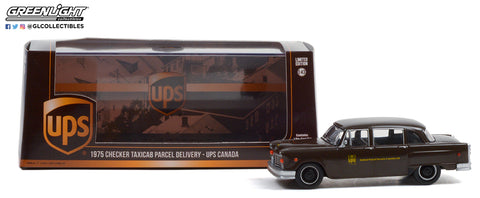1975 CHECKER TAXICAB PARCEL DELIVERY BROWN UPS CANADA 1/43 CAR GREENLIGHT 10A