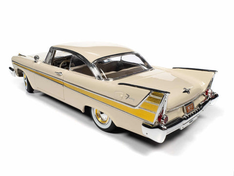 Auto World 1/18 Scale - 1957 PLYMOUTH FURY SAND DUNE WHITE/GOLD