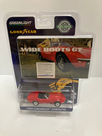 1969 CHEVROLET CORVETTE WIDE BOOTS GOODYEAR VINTAGE AD CAR 1/64 GREENLIGHT 30248