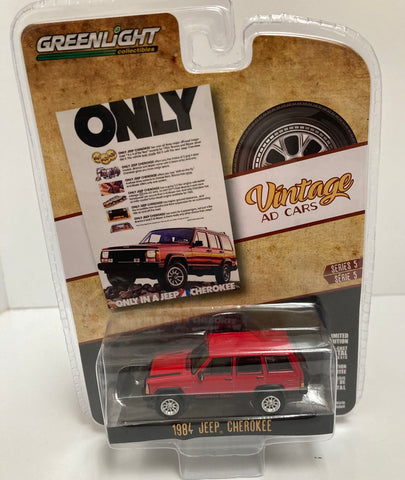 Greenlight 39080-F Jeep Cherokee Red 1984 - Vintage Ad Cars 5, 1:64 Model Car