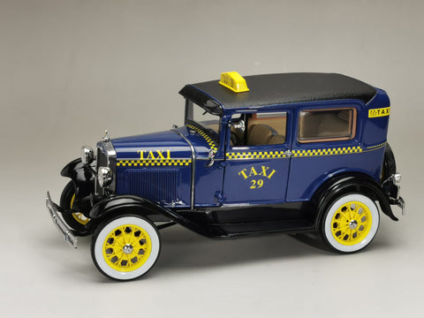 Sunstar 1/18 Scale Die-Cast Model - 1931 Ford Model A Tudor –Taxi - Blue/Yellow