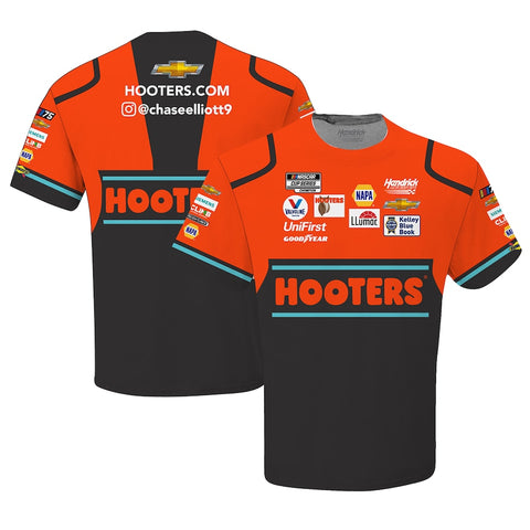 2023 Nascar t-shirt Chase Elliott Hendrick Motorsports Team Collection Orange/Black Sublimated Uniform T-Shirt