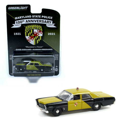 1967 FORD CUSTOM "MARYLAND STATE POLICE" ANNIVERSARY 1/64 CAR GREENLIGHT 28080 A