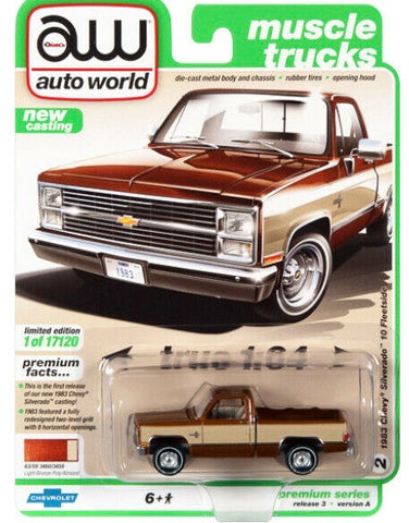 Auto world 1/64 Muscle Trucks 2021-1983 Chevrolet Silverado 10 Fleetside Pickup