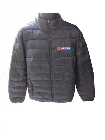 Nascar, Black Puffer style Jacket, Packable. (Bag Included)
