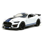 Jada 1:24 Scale Model - 2020 Ford Mustang Shelby GT500 - Gloss White With Blue Stripes