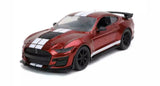 Jada 1/24 -2020 FORD MUSTANG SHELBY GT500 CANDY RED WITH WHITE STRIPES-DIECAST MODEL CAR