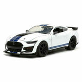 Jada -1/24 scale diecast car model of 2020 Ford Mustang Shelby GT500 Gloss White With Blue Stripes "Bigtime Muscle" die cast model car