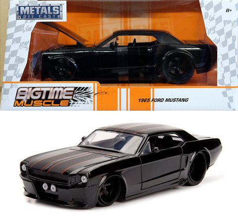 Jada 1:24 Scale Diecast model of a 1965 Ford Mustang - Gloss Black/Red Pin Stripe - Bigtime Muscle