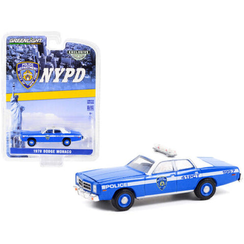 GREENLIGHT 1/64 1978 DODGE MONACO BLUE & WHITE NYPD 1/64 DIECAST  GREENLIGHT 30292